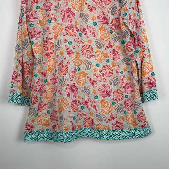 Talbots Cabana Life Seashell Print Tunic Top/Coverup. Size Large Petite. - Picture 9 of 12